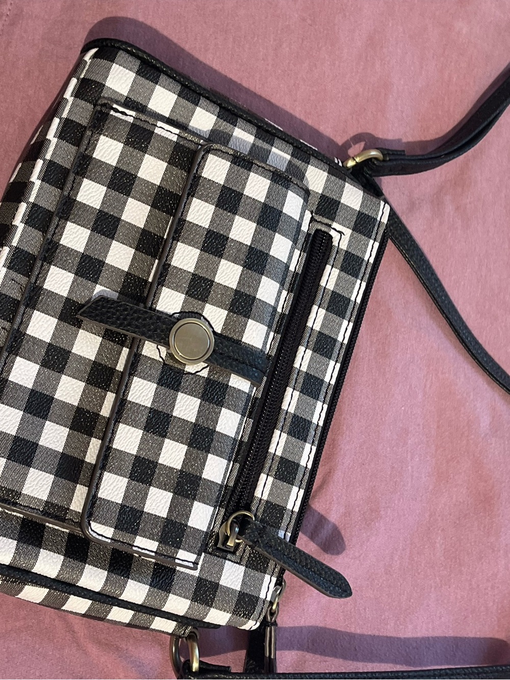 Black & White Gingham Crossbody Bag - Versatile Women's Shoulder Bag